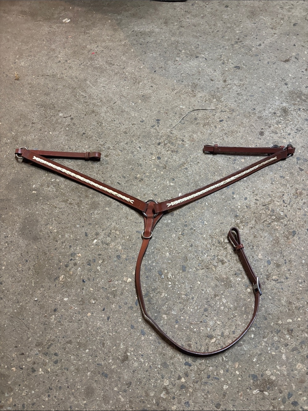Brown Leather Braided Breast Collar - Western Style